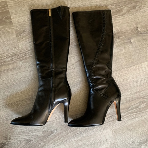 L. K. Bennett Black Leather Knee Boots - Picture 2 of 8